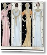 Four Women In Designer Evening Gowns Metal Print