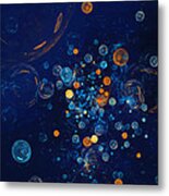 Soapbubbles - Abstract In Blue And Orange Metal Print