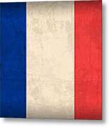 France Flag Distressed Vintage Finish Metal Print
