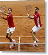 France V Switzerland - Davis Cup World Group Final: Day Two Metal Print