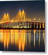 Fred Hartman Bridge At Night Metal Print