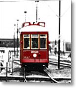 French Quarter French Market Street Car New Orleans Color Splash Black And White With Diffuse Glow Metal Print