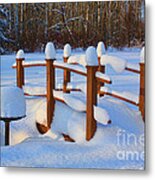 Fresh Snow In A Backyard Metal Print