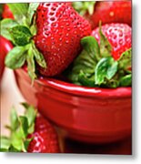 Fresh Strawberries In A Bowl Metal Print