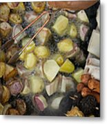 Fried Potatoes And Snacks On The Grill Metal Print