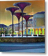 Frog Fountain Jazzed Metal Print