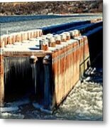 Frozen Breakwater Metal Print