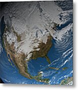 Ful Earth Showing Simulated Clouds Metal Print