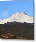 Full Moon Setting Over Snow Covered Twin Peaks Metal Print