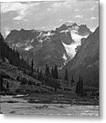 509417-bw-gannett Peak Seen From Dinwoody Creek Metal Print