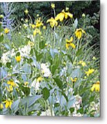 Garden Bouquet In Blue And Yellow Metal Print