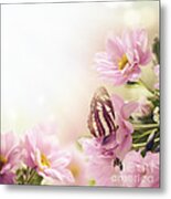 Garden And Butterfly Metal Print