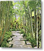 Garden Path And Palm Trees Metal Print