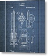 Gatling Machine Gun - Vintage Patent Blueprint Metal Print