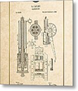 Gatling Machine Gun - Vintage Patent Document Metal Print