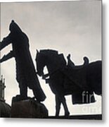 Gediminas Statue In Vilnius At Sunset Metal Print