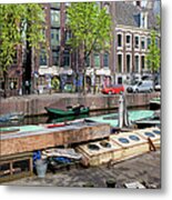 Geldersekade Canal In Amsterdam Metal Print