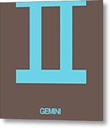 Gemini Zodiac Sign Blue Metal Print