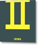 Gemini Zodiac Sign Yellow Metal Print