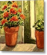 Geraniums In The Window Paint Along With Nancy Pbs Metal Print