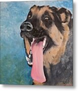 German Shepherd Dog Oil Painting Metal Print