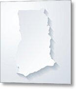 Ghana Map With Paper Cut Effect On Blank Background Metal Print