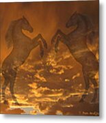 Ghost Horses At Sunset Metal Print