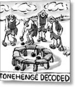 Giant Cavemen Play Croquet Using The Stonehenge Metal Print