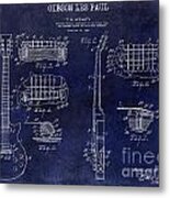 Gibson Les Paul Patent Drawing Blue Metal Print