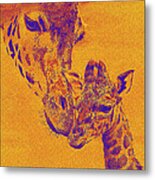 Giraffe Love Metal Print