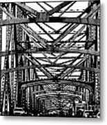 Girders Over The Mississippi In Black And White Metal Print