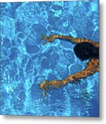 Girl Underwater In A Swimming Pool Metal Print