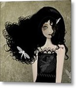 Girl With Dragonfly Tattoos Metal Print