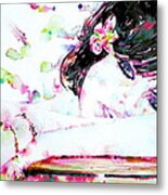 Girl With Flower In Her Hair Metal Print