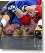 Girls Wrestling Competition Metal Print