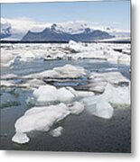 Glacial Icebergs In Jokulsarlon Lagoon Metal Print