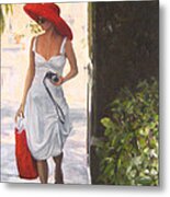 Glamour In A Red Hat Metal Print