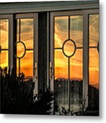 Glass Doors Aglow Metal Print