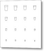 Glass Of Water Icon - Multi Scale Line Series Metal Print