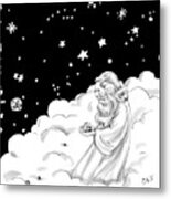 God Stands In A Cloud Formation In Space Metal Print