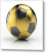 Gold Football Metal Print