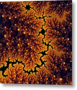 Golden And Black Fractal Universe Metal Print