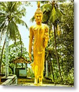 Golden Buddha On A Lotus Flower Metal Print