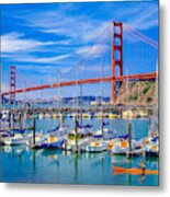 Golden Gate Bridge With Recreational Boats, Ca Metal Print