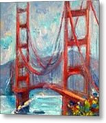 Golden Gate Oil Sketch Metal Print