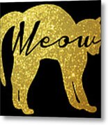 Golden Glitter Cat - Meow Metal Print