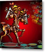 Golden Steed With 2 Heads And An Aura Metal Print