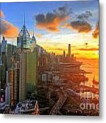 Golden Sunset In Hong Kong Metal Print