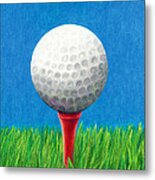 Golf Ball And Tee Metal Print