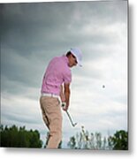Golfing With Iron On Fairway Metal Print